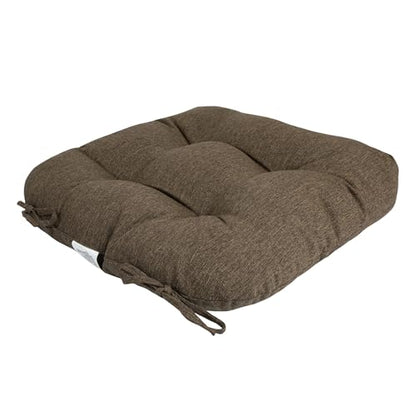 Magpie Fabrics Outdoor Tufted Seat Cushion 19"x19" Set of 2 (Dark Brown) | Waterproof Patio Chair Pads with ties Tatami Floor Pillow for Room Garden Balcony Office - color: Dark Brown