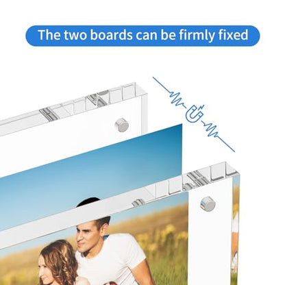 NIUBEE Acrylic Photo Frame 8x10,Clear Picture Frame 20% Thicker Block | Shatterproof &Safe, 95% High Transparency, UV protection, Double-sided display Magnetic Desktop Frames for Picture Display - size: 8x10"(1 Pack)