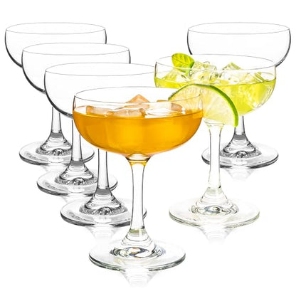 Champagne Glasses Set of 6-7oz Elegant Coupe Glasses, Crystal Cocktail Glasses for Martini, Champagne, Desserts, Home Bar, Wedding, and Party (6 PCS) - color: 6 PCS