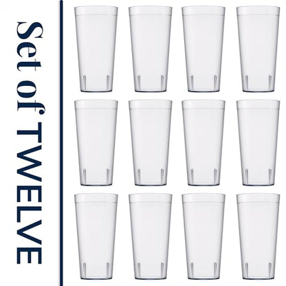 US Acrylic Cafe Plastic Reusable Tumblers, Clear, 32-Ounce, Set of 12 | Iced-Tea Cups, Restaurant Style, Stackable, BPA-Free, Made in USA - color: Clear, size: 32 ounces