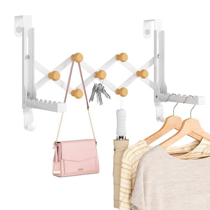 BAKON Over The Door Hanger Folding Clothes Drying Rack for Hanging Clothes | No Drilling,Heavy Duty,Portable Space Saving Collapsible Over Door Drying Rack for Hanging Clothes Coat Towel，Fit Door 1-3/4"