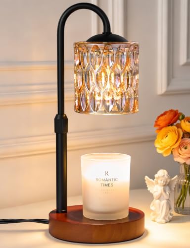 Dimmable Candle Warmer Lamp with Timer, Height Adjustable Electric Candle Wax Warmer, Birthday Gifts for Women Mom, House Warming Gifts New Home Decor, Solid Wood Base, Walnut Champagne - color: Walnut-champagne