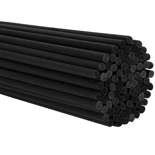 10inch Diffuser Replacement Sticks - 60Pcs Fiber Reed Fragrance Sticks Refill for Home and Bathroom - Rattan Essential Oil Sticks for Scented Diffuser - color: Black Colors, size: 3mm x 25cm (60pcs)