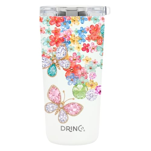 Drinco - 20 oz Stainless Steel Tumbler | Double Walled Vacuum Insulated Mug With Lid, 2 Straws, For Hot & Cold Drinks (20oz Garland) - color: 20oz Garland