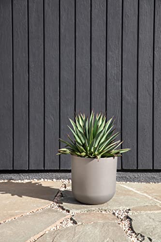 Veradek Round Lima Plastic Planter Pots for Indoor/Outdoor Garden Use, Gray, Suitable for Small to Large Succulent Plants, Flowers, Modern Interior Plants | Made From a Durable Plastic-Stone Composite With Pre-Drilled Drainage Holes. Modern Porch/Patio Dé