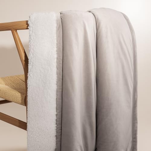 UGG Bliss Fluffy Fleece Couch Throw Blanket, 50''x70'', Oyster Brown | Super Soft, Reversible, Giftable Blanket, Medium Weight, Couch or Bed, Luxury Giftable Blanket, Machine Washable - color: Brown