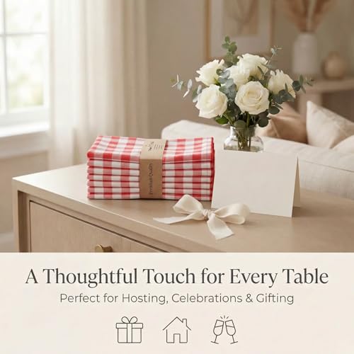 Urban Villa Cloth Napkins Cotton 12x12 (Set of 12) Red - color: 015 Red/White, size: 20" x 20" (Set of 12)