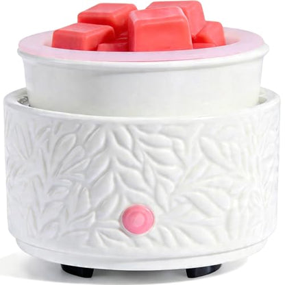 ElusiaKa Electric Ceramic Wax Melt Warmer with Silicone Liner-White - color: White+silicone