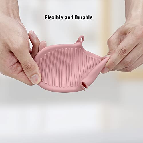 Thickened Mini Silicone Oven Mitts Heat Resistant as Hot Pot Holder, Baking Holder, Rubber Oven Gloves, Finger Pinch Grips, Potholder Mitts for Kitchen Cooking, 1 Pair, Macaron Pink - color: Pink