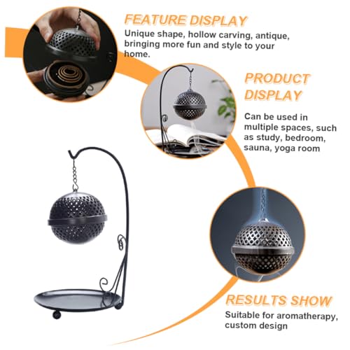 TIDTALEO Backflow Incense Burner Holder Antique Hollow Carving Aromatherapy Ornament for Home Bedroom Yoga Desk Decoration