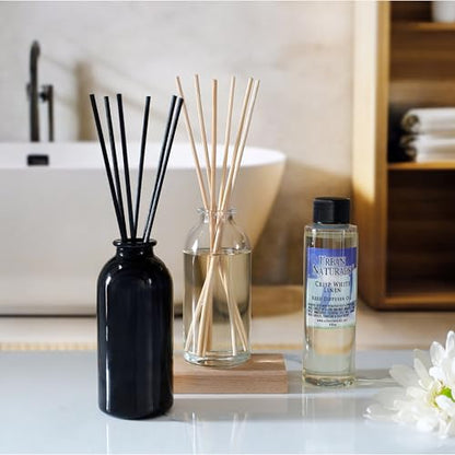 Reed Diffuser Set, Amber & Lavender - Bathroom Shelf Décor | (AWAKEN and RENEW) Mind & Body Aromatherapy Collection, Essential Oil Botanical Diffusing Room Scent - color: Amber & Lavender