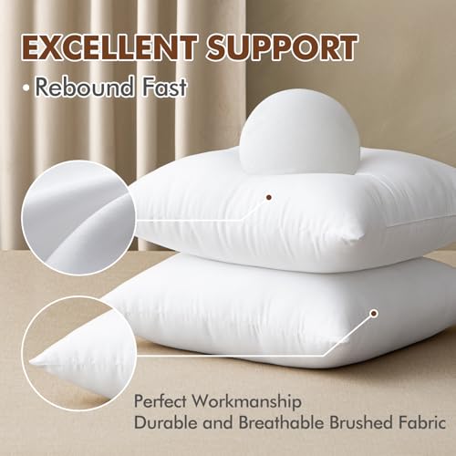 MIULEE 26x26 Euro Pillow Insert, Throw Pillow with Virgin Fiber Filling | Soft and Support, Durable Brushed Fabric, Decorative Pillow for Sofa Bed Couch - size: 26x26 Inch (Pack of 1)