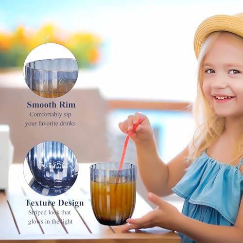 Acrylic Clear Highball Plastic Cups | Plastic Reusable Tumblers 15oz (Set of 6) | Stackable | BPA-free Tumblers | Shatterproof | Top-rack Dishwasher Safe - color: Blue, size: 15 Ounces
