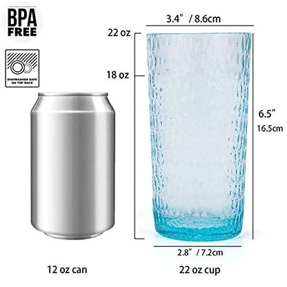 KX-WARE 22-ounce Honeycomb Highball Glasses Plastic Tumbler Acrylic Glasses, set of 6 Multicolor - color: Multicolor