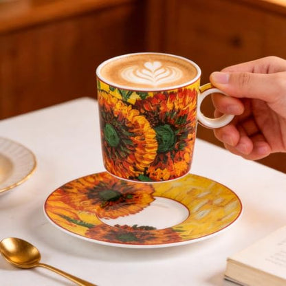 KAMMAK Tea Cups and Saucers Set of 2, Porcelain Coffee Cups, JBE006 | Stackable Espresso Mugs, Ceramic Demitasse for Coffee, Cappuccino, Latte, Americano, Tea - size: 8CZJBE006