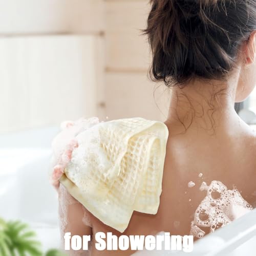 Cleanbear Wash Cloths 12 Pack - Cotton Waffle Weave, Lightweight, 13” x 13” | Absorbent & Quick-Drying Washcloths Set for Showering, Face, Body, Bathroom, Kitchen, Gym, Cream - color: Cream