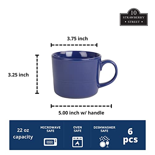 Double Line 3.75"/12 oz Mug, Set of 6, Cobalt Blue - color: Cobalt Blue, size: 12 Ounces