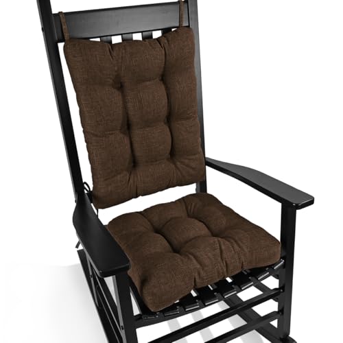 BUYUE Chair Cushion Set for Rocking Chair, Back Pillow & Seat Cushion with Ties, Original Woven Fabric Non-Slip Chair Pads for Elderly Sitting, Chocolate - color: Chocolate