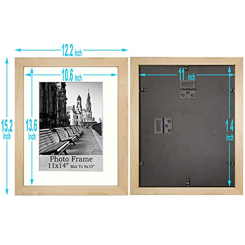 Meetart Picture Frames 11x14 inch Pack of 3 Piece in Plastic Glass MDF Shallow wooden-grain Color Frame, Display Pictures 11x14 8x10, Wall Hanger Vertical and Horizontal. - size: 11x14 3 Pack