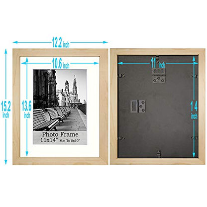 Meetart Picture Frames 11x14 inch Pack of 3 Piece in Plastic Glass MDF Shallow wooden-grain Color Frame, Display Pictures 11x14 8x10, Wall Hanger Vertical and Horizontal. - size: 11x14 3 Pack