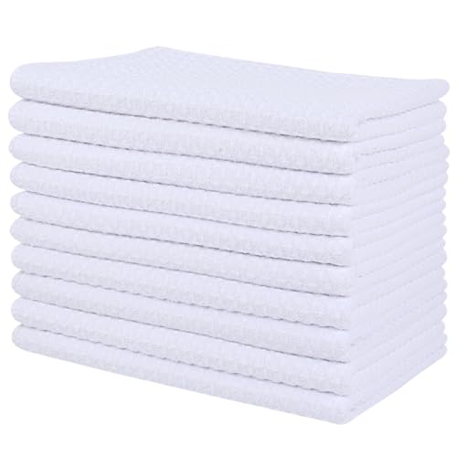 Sublimation Blank Towels Waffle Kitchen Towel 16x24 10 Pack White | Microfiber, 380gsm, Fast Drying, Tea Towel, Polyester Dish Towels for Home, Decorate, DIY - color: Whitex10-380g, size: 16 inchx24 inch