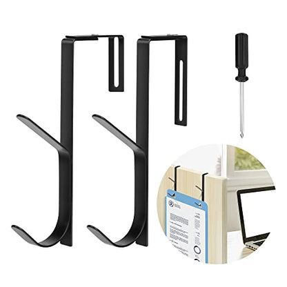 2Pcs Adjustable Metal Double Coat Hooks, Fits 1.35-3.5 Inch Cubicle Panels | Adjustable Width for Most Partition Panels, Double-Hook for Easy Hanging, High Load-Bearing Capacity, Sturdy Metal Material - color: 2pcs
