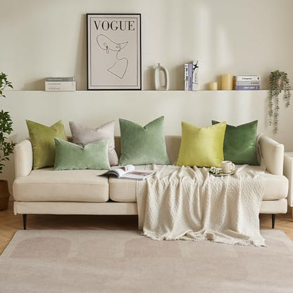 MIULEE Velvet Pillow Cover Soft Luxury Decorative Throw Pillow Cover Single Rectangle Cushion Case for Spring Couch Sofa Bedroom Car Decor,12x20 Inch Sage Green | Soft Luxury Decorative Throw Pillow Cover, Single Rectangle Cushion Case, Home Decor for Cha