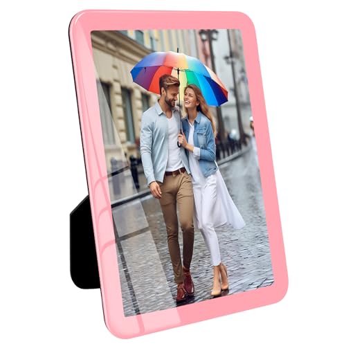 Bluesun 4×6 Pink Picture Frame, Vertical & Horizontal Wall & Tabletop | 4× 6 Photo Frame Pink with Tempered Glass & Rounded Corners, 6x 4 Frames for Kids, Living Room Bedroom Hallway Office - color: Pink, size: 4x6 （1 Pcs）