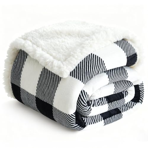 Gracelife Sherpa Fleece Throw Blanket for Couch, Fluffy Plush Warm Fuzzy Blanket for Women and Men, Cozy Thick Soft Twin Blanket for Bed(Black, 80"*90") - color: Black, size: 80" x 90"