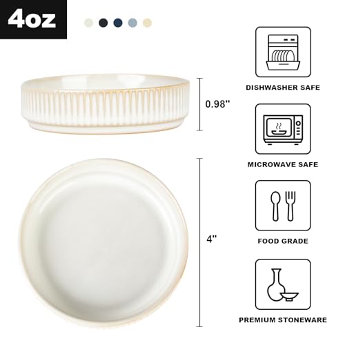 famiware Soy Sauce Dish, 4oz Dipping Bowls Set of 6, Cappuccino White | Ceramic Individual Dip Sauce Cups/Dishes/Plates, Small Serving Bowls for Side Dishes, Condiments, Sushi, Reactive Glaze - color: Cappuccino White, size: 6pcs