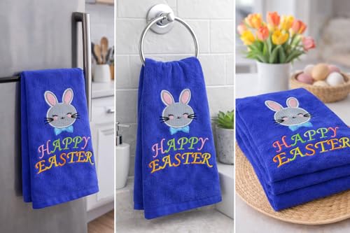 Embroidered Happy Easter Terry Velour Fingertip Towel Set - Quick-Drying, Highly Absorbent, Ultra-Soft, 11 x 18 inches, 3-Pack for Kitchen and Bathroom, Ideal for Gifts and Travel (3, Happy Easter 3) - color: Happy Easter 3