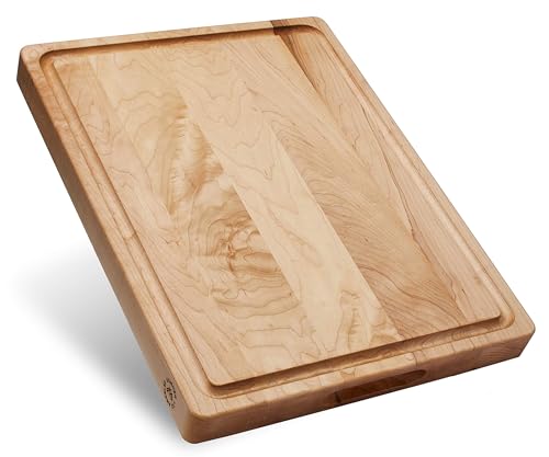 Sonder Los Angeles Winsome Hard Maple Wood Cutting Board, 17x13x1.5 in | Made in USA, Non-Toxic, Edge Grain, Juice Groove & Crackerwell for Charcuterie & Meal Prep, Built-in Handles, Gift Box, 8 lbs - color: Winsome | Maple | Edge Grain