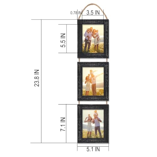 4x6 Wall Hanging Picture Frames Collage with 3 Opening Frames Black 2 Pack - color: Rustic Black, size: 4x6-2Pack