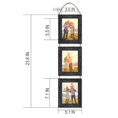 4x6 Wall Hanging Picture Frames Collage with 3 Opening Frames Black 2 Pack - color: Rustic Black, size: 4x6-2Pack