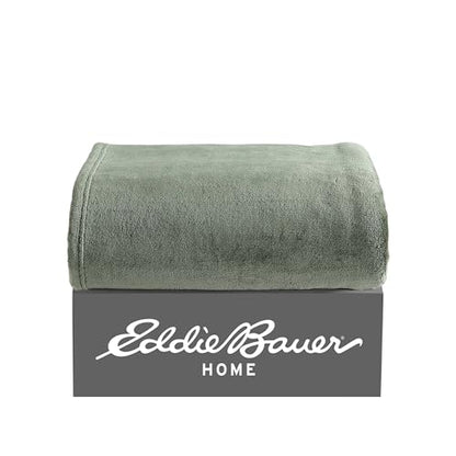 Eddie Bauer - Blanket, Super Soft Reversible Sherpa & Brushed Fleece Bedding, Throw Blankets for Couch, Ideal for Lounging (Ultra Lux Solid Green) - color: Ultra Lux Solid Green