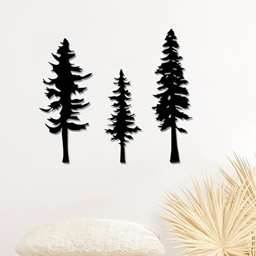 cape leadwort 3Pcs Tree of Life Wall Art, Metal Pine Tree Life Wall Decor, Tree of Life Wall Hanging, Family Tree Wall for Bathroom Kitchen Living Room Bedroom，For Christmas - color: Pine