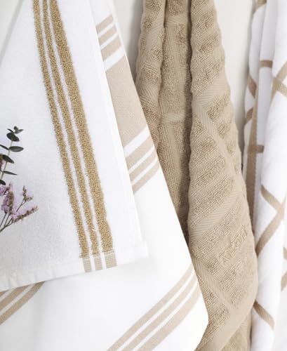 All-Clad Dual-Purpose Kitchen Towels: Highly Absorbent - 100% Cotton, 17"x30" Dish Towels for Cleaning & Drying Dishes & Glassware, 3-Pack, Cappuccino - color: Cappucino
