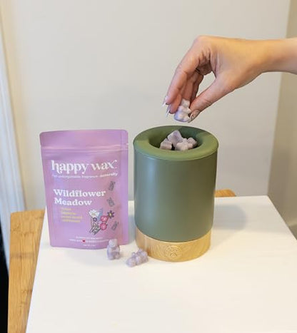 Happy Wax Sage Signature Wax Melt Warmer for Scented Wax Melts, Cubes & Tarts – Electric Wax Melter with Automatic Timer and No Scrape Silicone Dish for Easy Wax Removal - color: Sage