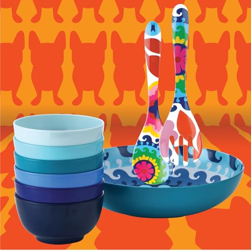 French Bull Melamine Small Bowls, 6-Piece Set, Small Serving Bowl – Snack, Condiment, Dip, Dessert, Ice Cream – Shatter Proof, Food-Safe, BPA Free, Dishwasher Safe, 5.5” 22 oz - Shades of Blue - color: Shades of Blue, size: 5.5" Small Bowls set of 6