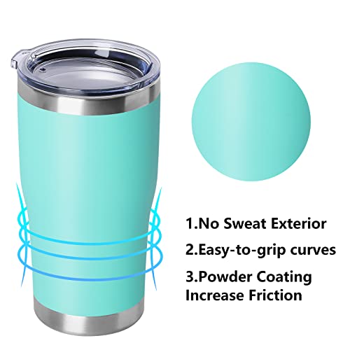 DOMICARE 20oz Tumbler with Lid Stainless Steel Tumblers Bulk, Double Wall Vacuum Insulated Coffee Travel Mug Powder Coated Tumbler, 1 Count (Pack of 1) Light Blue - color: Light Blue, size: 1 count