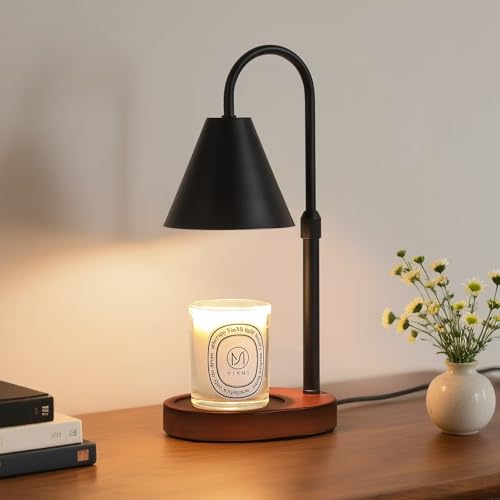 Black Candle Warmer Lamp with Timer and Dimmer,Mother's Day/Birthday for Mom/Wife,Electric Wax Melt Warmer,Home Decor,Scented Jar Lamp,Adjustable Height,with 2 Bulbs - color: Black-Trumpet-shaped