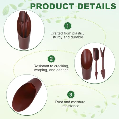 M METERXITY 2-Set Succulent Tools, Plastic 2-in-1 Mini Garden Shovel Hand Succulent Transplanting Tools Garden Shovel Transplant Trowel for Planting/Digging/Aerating/Sowing [Brown] - color: Brown