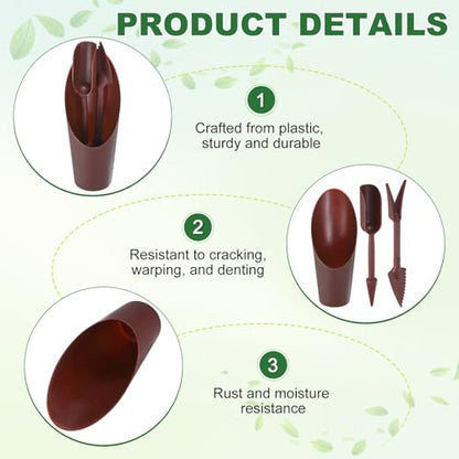 M METERXITY 2-Set Succulent Tools, Plastic 2-in-1 Mini Garden Shovel Hand Succulent Transplanting Tools Garden Shovel Transplant Trowel for Planting/Digging/Aerating/Sowing [Brown] - color: Brown