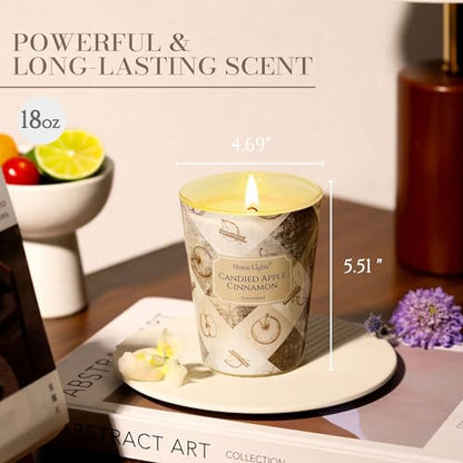 HomeLights Large jar Candle | 1-Wick Long-Lasting Scented Candles, 6.7oz Natural Soy Wax Candle for Home Scented, Rustic Modern Gifts for Women & Men, Candied Apple Cinnamon - color: Candied Apple Cinnamon