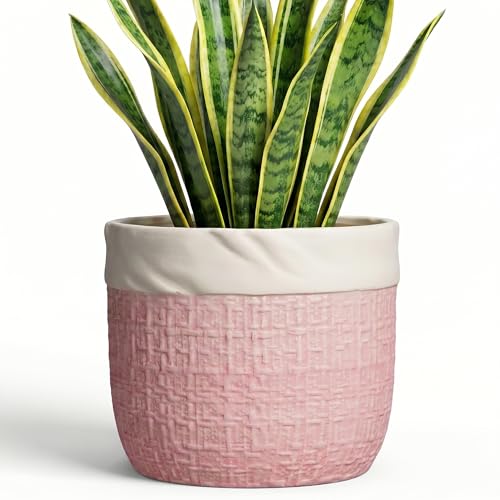 Ceramic Plant Pots, 8 Inch Planter, Round Pots for Plants, Pink | Decorative Unique Flower Pots for Indoor Plants, Boho Planter with Drainage Hole, Home Decor, Gifts for Plant Lovers - color: Pink, size: 8 Inch