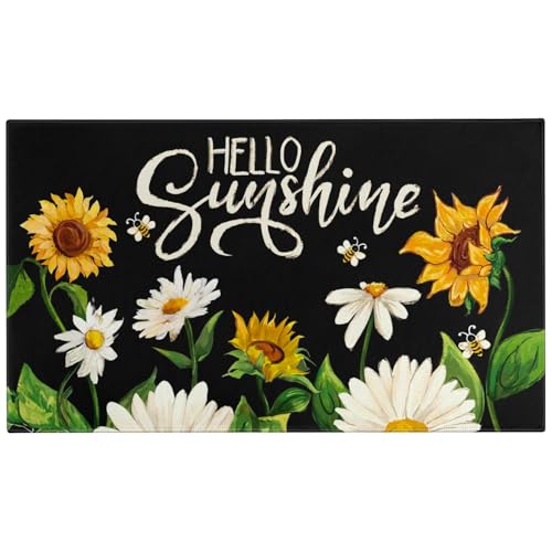 Spring Door Mat,Daisy Sunflower Flower Floral Indoor Outdoor Non-Slip Doormat,Entryway Front Porch Spring Summer Welcome Door Mat Colorful for Entrance Decor,30" x 17" - color: Daisy Sunflower