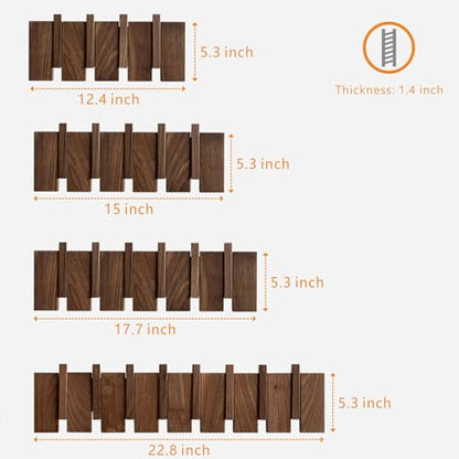 Wood Coat Rack Wall Mount, Coat Hooks Hanger Wall Mounted, Heavy Duty Wall Coat Rack with 6 Hooks for Hanging Coats/Keys/Hats/Robe&Towels/Plants/Bags, Walnut - size: 6 Hooks