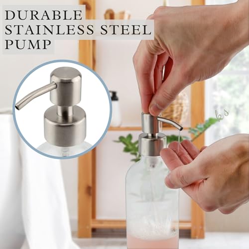Cornucopia Brands 8oz Clear Glass Bottles w/Stainless Steel Lotion Pumps (4-Pack); Liquid Soap & Lotion Pump Dispensers - size: 4 Count (Pack of 1)