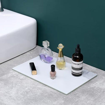 Murrey Home Glass Cutting Board for Kitchen Counter, Tempered Glass Chopping Boards Dishwasher Safe, Small Clear Countertop Tray, Scratch Resistant, Heat Resistant, Non Toxic, White Marble, 20"x16" - color: Textured White Marble, size: 19.7"L x 15.7"W