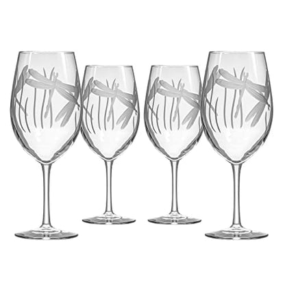 Rolf Glass Dragonfly All Purpose Wine Glass 18 ounce - Stemmed Wine Glasses Set of 4 – Lead-Free Glass- Etched Large Wine Glasses - Made in the USA - A Classic - color: All Purpose 4 Set